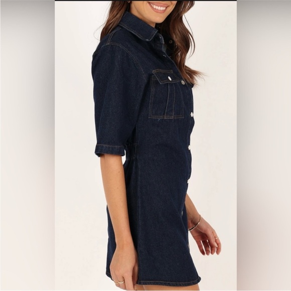 Petal & Pup Rev Mini Short Sleeve Button Denim Dress Size Small NEW - Picture 12 of 15